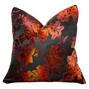 Crimson Ember Burnout Velvet Luxury Pillow